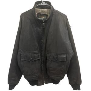 Vintage Outback Red Brown Leather Classic Pilot Aviator Bomber Jacket Streetwear